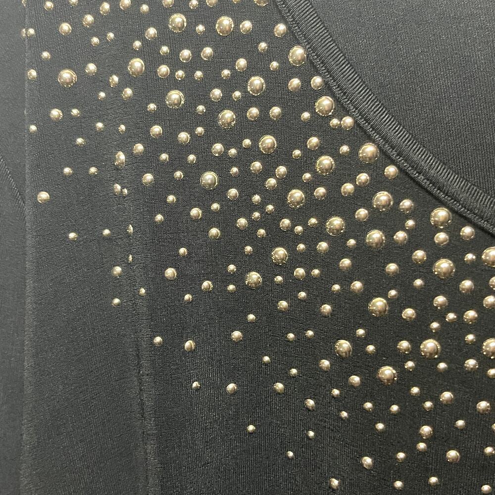Catherines Tunic Black Gold Studded Asymmetrical Evening Dressy Slinky Knit 3X - Picture 3 of 6